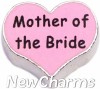 H4547 Mother Of The Bride Pink Heart Floating Locket Charm