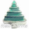 H6152 Christmas Tree Silver and Green Floating Locket Charm