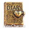 H6212 Vintage Gold Diary Floating Locket Charm