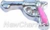 H7021 Pink Revolver Gun Floating Locket Charm