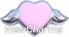 H7043 Pink Heart With Wings Floating Locket Charm
