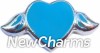 H7045 Blue Heart With Wings Floating Locket Charm
