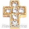 H7065 Gold Cross With Stones Floating Locket Charm
