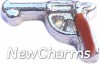 H7069 Brown Revolver Gun Floating Locket Charm