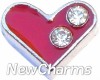 H7087 Red Heart With Stones Floating Locket Charm