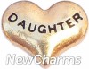 H7115 Daughter Gold Heart Floating Locket Charm