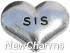 H7120 Sis Silver Heart Floating Locket Charm