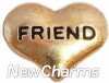 H7125 Friend Gold Heart Floating Locket Charm
