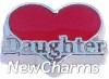 H7139 Daughter Red And Silver Heart Floating Locket Charm