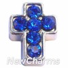 H7189 Cross With Blue Stones Floating Locket Charm