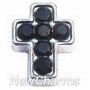 H7190 Cross With Black Stones Floating Locket Charm