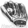 H7196 Silver Baseball Glove Floating Locket Charm