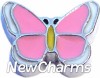 H7502 Pink And Yellow Butterfly Floating Locket Charm