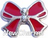 H7506 Big Red Ribbon Floating Locket Charm (clearance)