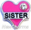 H7510 Sister Pink Heart Floating Locket Charm