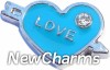 H7514 Big Blue Heart Love Floating Locket Charm