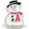 H7550 Snowman Red Scarf Floating Locket Charm