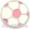 H7905 Big Pink Soccer Ball Floating Locket Charm