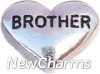 H7671 Brother Silver Heart Floating Locket Charm
