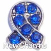 H7693 Ribbon With Blue Stones Floating Locket Charm