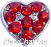 H7700 CZ Red Heart Floating Locket Charm