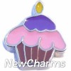 H7711 Cupcake With Candle Floating Locket Charm