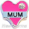 H7724 Mum Pink Heart Floating Locket Charm