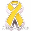 H7744 Yellow Ribbon With Silver Trim Floating Locket Charm