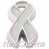 H7746 Gray Ribbon With Silver Trim Floating Locket Charm