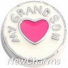 H7808 My Grandson Pink Heart Floating Locket Charm