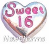 H7915 Sweet 16 Silver Heart Floating Locket Charm