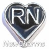 H7952 RN Registered Nurse Heart Floating Locket Charm