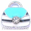 H7997 Teal and Black and White Purse Floating Locket Charm