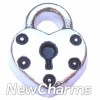 H8006 Silver Heart Key Lock Floating Locket Charm