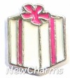 H8059 White And Pink Present Floating Locket Charm