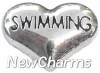 H8113 Swimming Silver Heart Floating Locket Charm