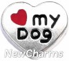 H8124 Love My Dog Silver Heart Floating Locket Charm