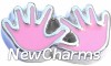 H8160 Pink Handprints Silver Trim Floating Locket Charm