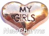 H8174 My Girls Rose Gold Heart Floating Locket Charm