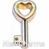 H8186 Gold Heart Key Floating Locket Charm