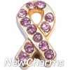 H8190 Gold Ribbon with Pink Stones Floating Locket Charm