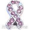 H8191 Silver Ribbon with Pink Stones Floating Locket Charm
