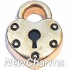 H8198 Gold Heart Key Lock Floating Locket Charm