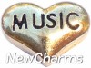 H8214 Music Gold Heart Floating Locket Charm