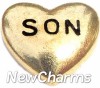 H8220 Son Gold Heart Floating Locket Charm