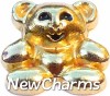 H8224 Teddy Bear Gold Floating Locket Charm
