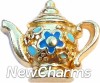 H8225 Tea Pot Gold Floating Locket Charm