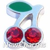 H8236 Cherries Red Stones Floating Locket Charms