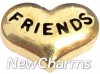 H8237 Friends Gold Heart Floating Locket Charm