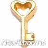 H8270 Shiny Gold Heart Key Floating Locket Charm
